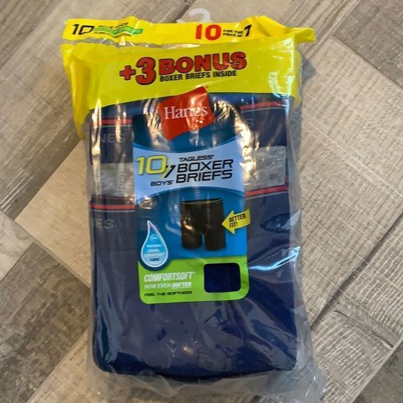 10 Hanes Boxer Tagless Boxer Briefs boys L 14/16 - Picture 1 of 6